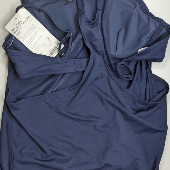 Athleta 34 B C navy Seascape Blousy Tankini swim bathing suit top bra coverup - Picture 5 of 5